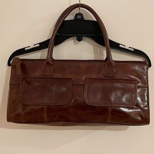 GLAZED LEATHER SATCHEL